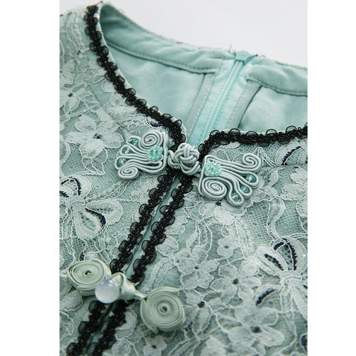 司歌蕾丝渐变连衣裙圆领七分袖秋A901100X 商品图4