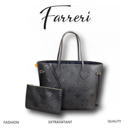 驴家M45685  neverfull 购物袋黑色牛皮 全皮系列 商品图0