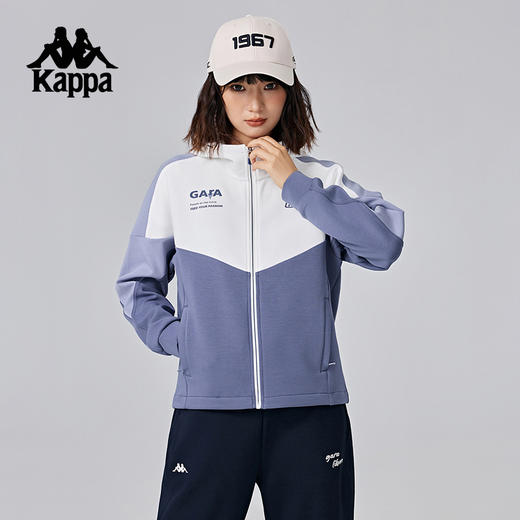 Kappa卡帕背靠背针织外套女2024新款复古运动服连帽开衫上衣女款K0E82MK43 商品图1