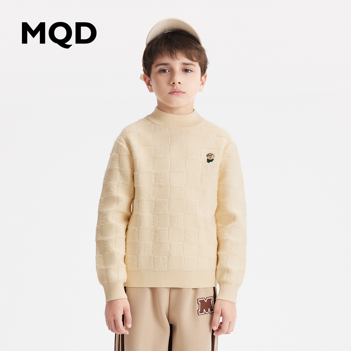 【秒】【特】【MQD】童装男童毛衣冬季新款棋盘格休闲加厚保暖儿童针织衫上衣