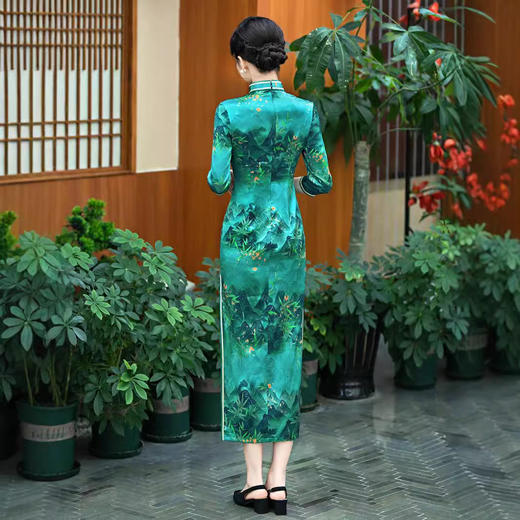 WX-2024秋款真丝桑蚕丝中袖旗袍3 商品图3