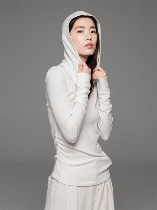 LIYIHAN24初秋羊毛莱赛尔连帽针织衫卫衣女打底长袖薄V领收腰弹力 商品图2