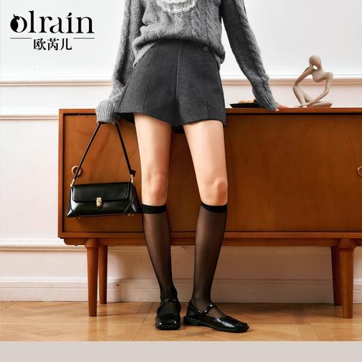OLrain欧芮儿灰色高腰休闲裤女秋季2024年新款通勤百搭毛呢短裤 商品图0
