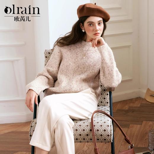 OLrain欧芮儿法式半高领针织衫女秋季2024年新款简约慵懒风套头衫 商品图0