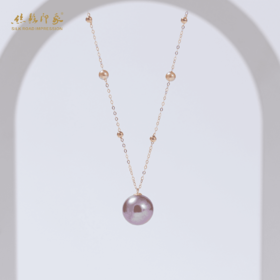 丝路印象紫色6+1时尚气质经典吊坠轻奢百搭珍珠18k金项链4-11mm