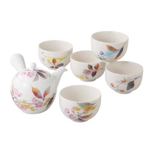 美浓烧枫叶茶壶套装一壶五杯蓝粉樱花茶壶套装樱花茶壶套装一壶五杯【不支持补差，非质量问题不退不换】S 商品图1