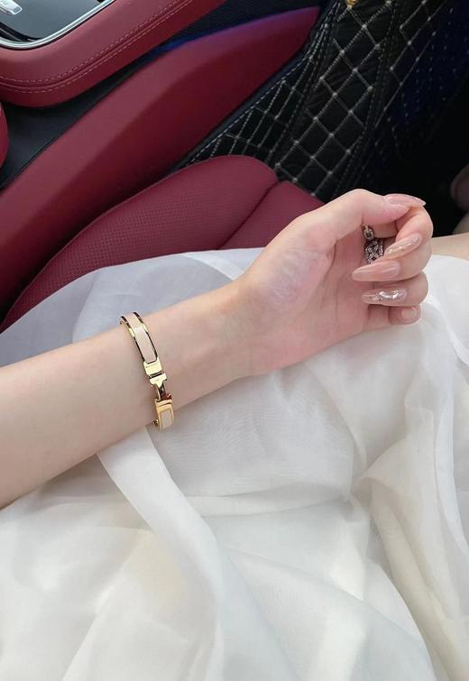 爱马仕Clic-HH标志搭扣手链奶油色手镯男女同款情侣款（SLB） 商品图5