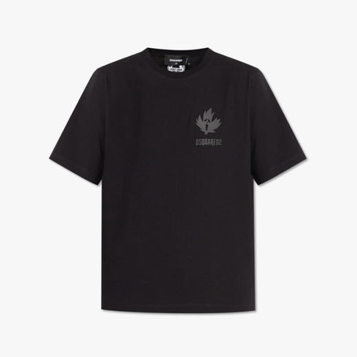 【二】DSQUARED2 女士枫叶徽标印花棉质圆领短袖T恤 黑色 S75GD0415 D20020 900 商品图0