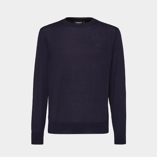 【一】DSQUARED2 男士“D2”刺绣徽标羊毛针织衫 蓝色 S74HA1442 S18310 477 商品图0