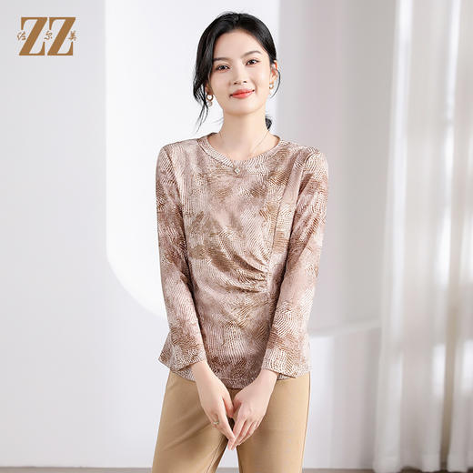 佐尔美秋季新款气质针织工艺衬长袖衬衣女M41CC07 商品图2