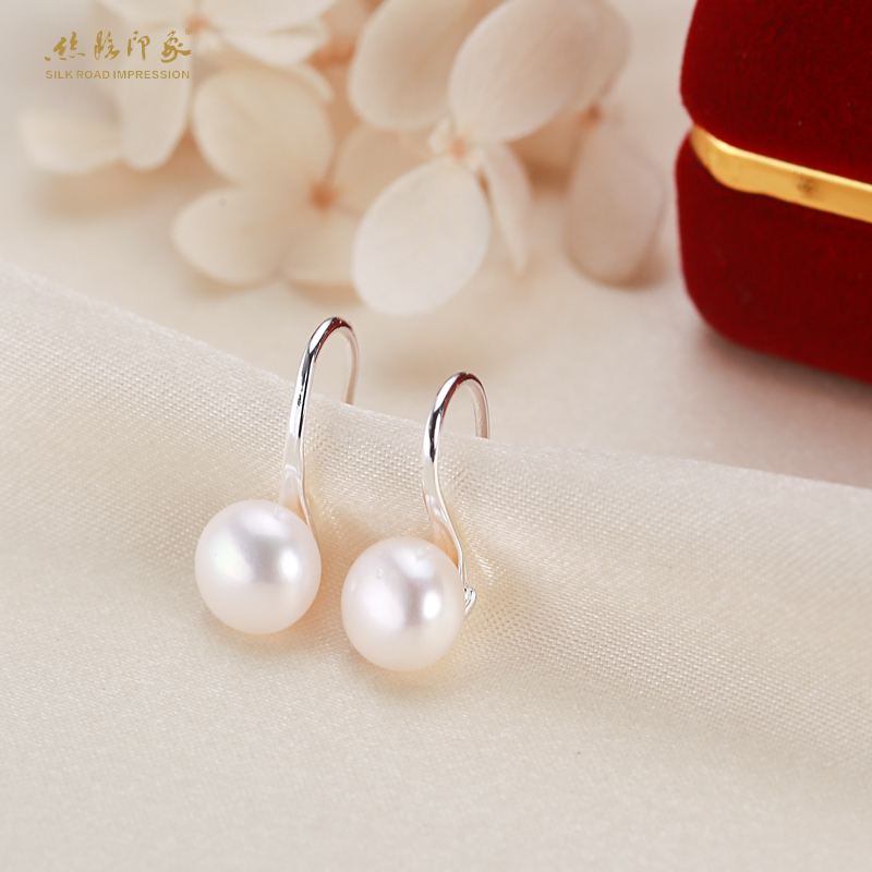 丝路印象轻奢爆款珍珠耳饰耳勾耳环时尚百搭简约热巴同款9-10mm