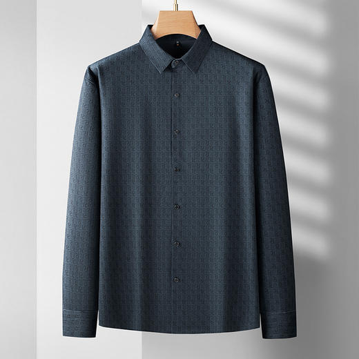 【弹力】【新款DDS】大依优型大码长袖衬衫翻领男装加肥加大体恤大号上衣胖子 商品图0