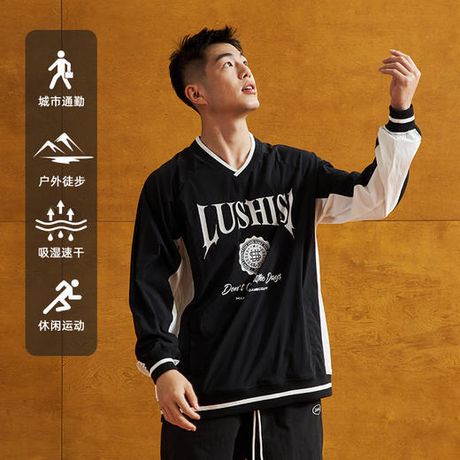 LUSHISI【校园复古】主题美式休闲长袖薄款卫衣户外休闲肌理款秋款 商品图3