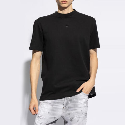【一】DSQUARED2 男士枫叶徽标刺绣棉质平纹针织圆领短袖T恤 黑色 S74GD1359 S22743 900 商品图1