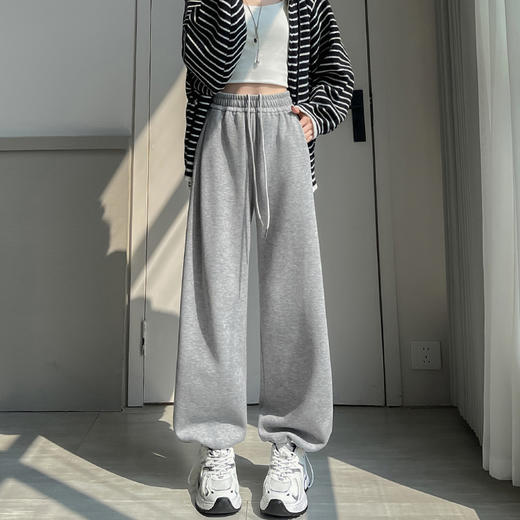 【弹力高腰 垂感遮肉】女款运动裤！2025新款春秋季宽松束脚卫裤美式休闲春秋阔腿裤！ 商品图5