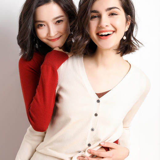 热卖！百搭针织衫！【加购2件减为99元 任选2件装】PSQUEEN 气质V领针织开衫 12色可选 秋冬必选 商品图1