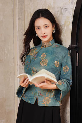 逸红颜明月优选 #仿香云纱缠枝牡丹印花上衣「洛妤」，古色古香温暖冬日