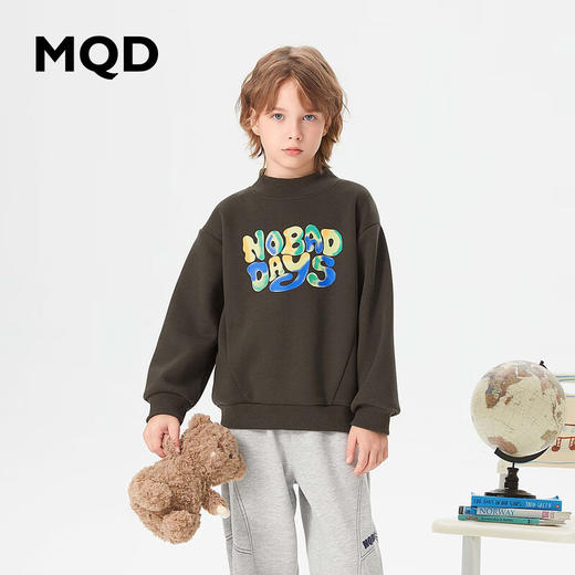 【MQD】童装男大童冬新款半高领加绒字母卫衣 商品图0