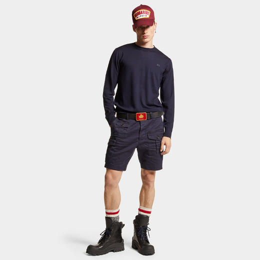 【一】DSQUARED2 男士“D2”刺绣徽标羊毛针织衫 蓝色 S74HA1442 S18310 477 商品图3