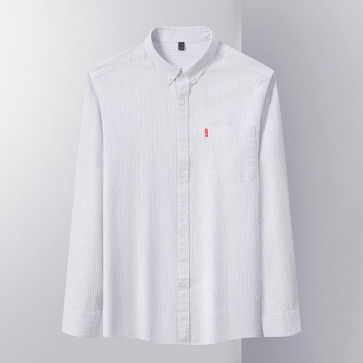 【100棉 多色】罗蒙秋季男装长袖衬衫男士时尚休闲百搭条纹衬衣男 商品图1