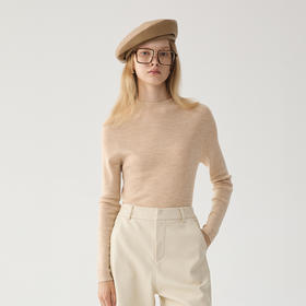 谜底圆领羊毛衫女2024冬新品极简风亲肤百搭修身打底衫244MZ1932