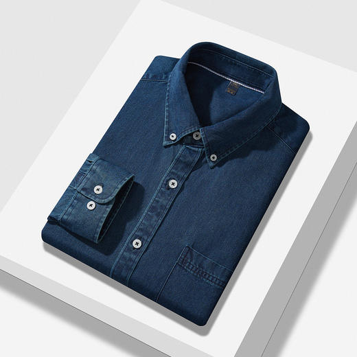 100棉｜罗蒙秋冬厚款牛仔衬衣外套男士休闲百搭衫长袖衬衫上衣
 商品图3