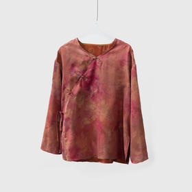 丁摩 桑蚕丝绞萝香云纱提花真丝长袖上衣新中式盘扣圆领秋季新款4ZF-YSDS062