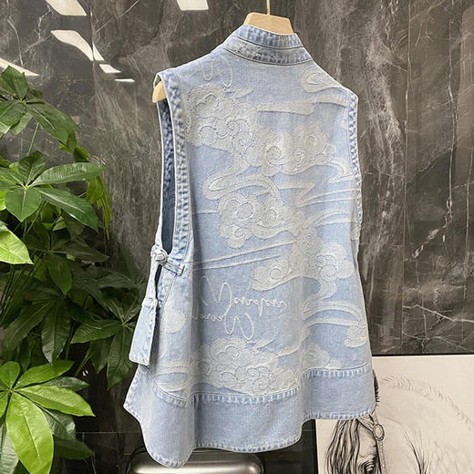 丁摩 真真原实力！芜法抗拒的复古叠穿美！牛仔马甲外套女春秋新款4ZF-11 商品图3