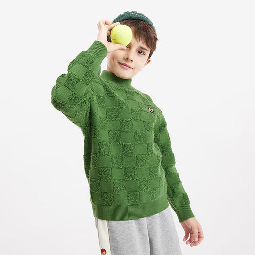 【秒】【特】【MQD】马骑顿童装男大童冬款棋盘格潮酷半高领套头毛衣 商品图0