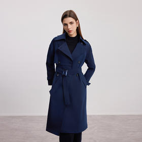 【双排扣风衣外套】24年秋冬女士新品中长款系带收腰风衣外套