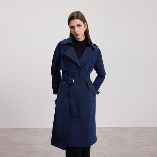 【双排扣风衣外套】24年秋冬女士新品中长款系带收腰风衣外套 商品图0