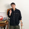 徐太浪拼接口袋长袖衬衫男春秋潮牌男装休闲日系纯色透气衬衣外套 商品缩略图2