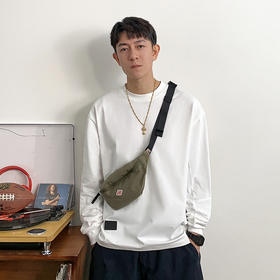 徐太浪春秋新款纯棉白色长袖T恤男美式简约潮流百搭打底圆领上衣