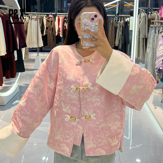 P&X设计师女装秋季新款中国风提花新中式古风外套 824313298 粉色 商品图0