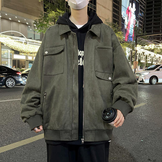 【新款DSL】大依优型大码翻领夹克加肥加大休闲胖子宽松外套上衣男装潮流 商品图6