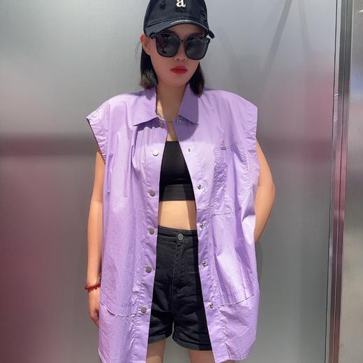 1-19MZ翻领下摆分割线无袖衬衫40530（紫） 夏季 342160350321 商品图0