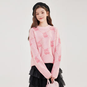 笛莎Deesha青少年女童针织衫2024冬季新款淑女学院风针织衫