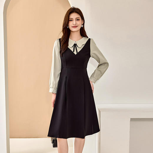 8/2奢姿大码女装2024秋季减龄娃娃领裙子胖妹妹拼接假两件时尚连衣裙9943826640 商品图2