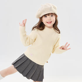 笛莎Deesha 童装女童毛衣2024冬季新款小童半高领套头针织衫