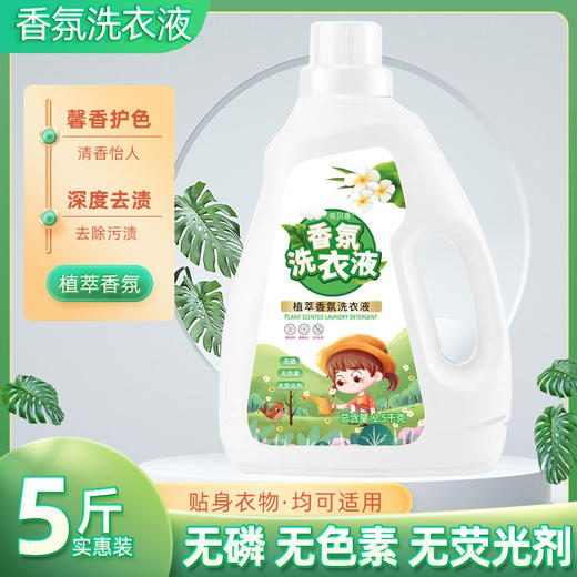 【让洗衣变得更轻松！香氛洗衣液】植萃香氛洗衣液5斤量家用大桶装2.5kg地推礼品洗衣液，轻松去污渍，搓洗不费力。ry 商品图1