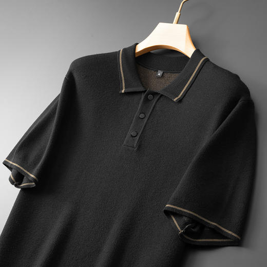 【新款DPF】大依优型翻领毛衣针织短袖背心休闲针织衫毛背心满印字母加肥加大上衣男士胖子大码毛衫t恤打底 商品图2