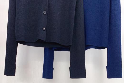 坑条V领羊毛开衫 商品图2