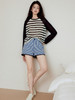 【现货】Even Vintage|美好夏日 时尚百搭度假感清爽条纹牛仔短裤 商品缩略图1