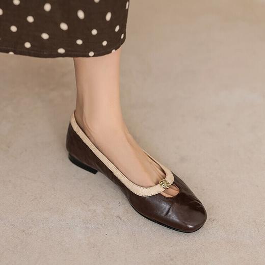 【预售5天】法式晚风单鞋平底软皮，方头浅口一脚蹬百搭瓢鞋时尚鞋LGYZNX&3052 商品图3