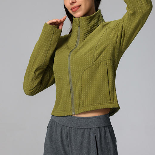 跃牌【瑞幸系列】防风立领秋冬加绒保暖梭织收腰显瘦修身短款户外运动休闲外套女HWT010 商品图3