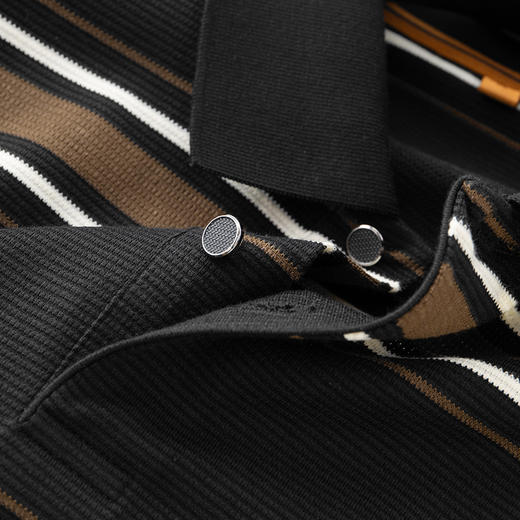 【新款DDP】大依优型大码条纹长袖Polo衫翻领男装加肥加大体恤大号上衣胖子弹力休闲商务 商品图5