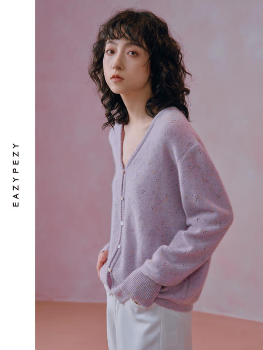 24AW 法式镂空羊绒开衫 商品图2
