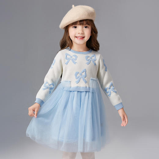笛莎Deesha 童装女童连衣裙2024冬季新款儿童网纱拼接连衣裙 商品图0