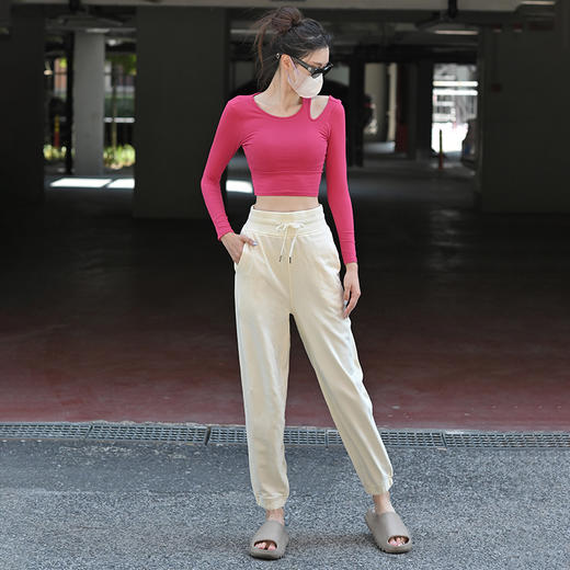 宽松运动长裤女高腰显瘦休闲舒适束脚裤跑步训练速干透气健身裤卫裤 商品图4