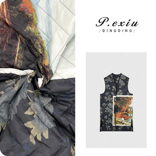 PanYiXiu/潘依绣【油画马甲】调性油画印花夹棉马甲 W-62326 商品图0